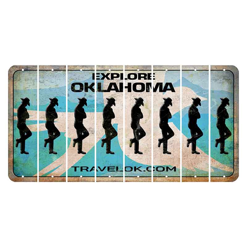 Oklahoma Scissor-Tailed Flycatcher Cut License Plate Strips (Set of 8) Cowboy - Leaning