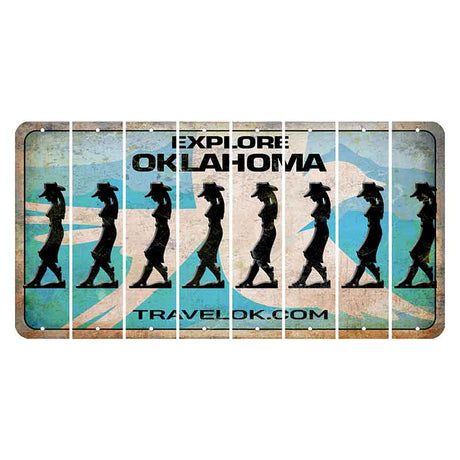 Oklahoma Scissor-Tailed Flycatcher Cut License Plate Strips (Set of 8) Cowgirl - Leaning