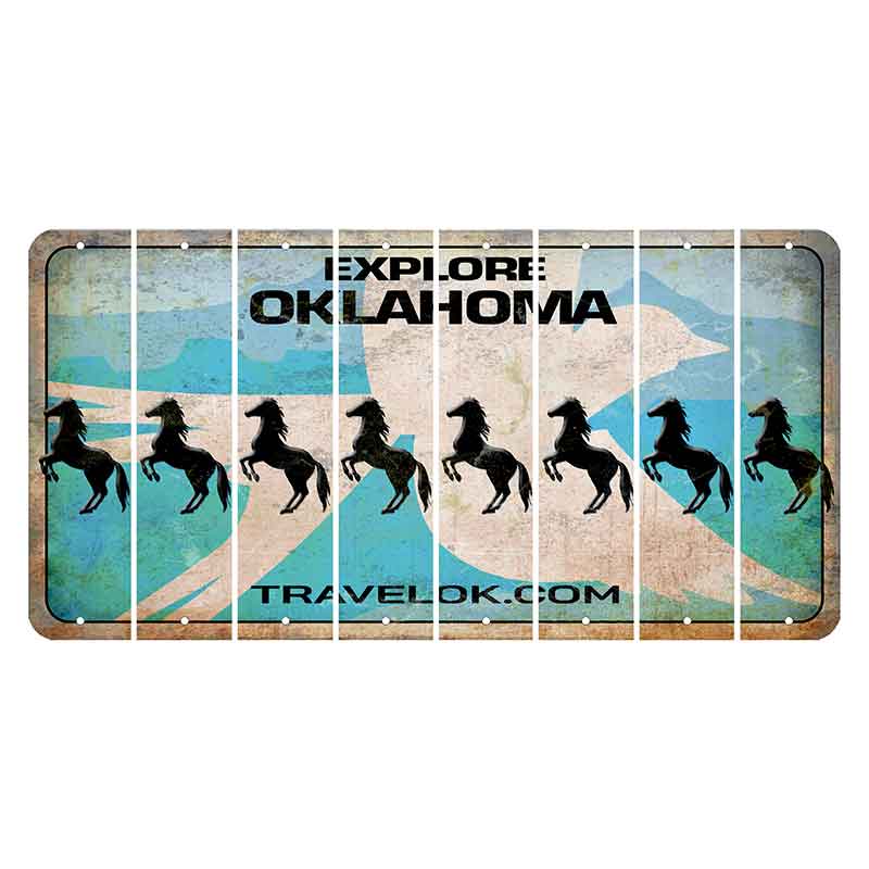 Oklahoma Scissor-Tailed Flycatcher Cut License Plate Strips (Set of 8) Horse