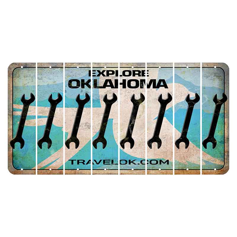 Oklahoma Scissor-Tailed Flycatcher Cut License Plate Strips (Set of 8) Wrench