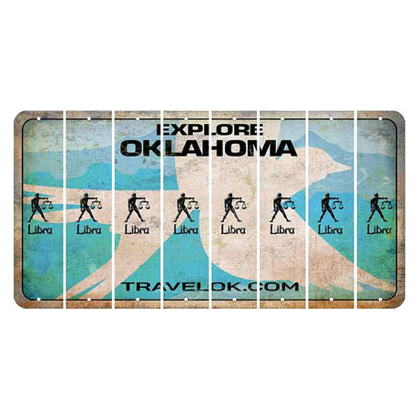 Oklahoma Scissor-Tailed Flycatcher Cut License Plate Strips (Set of 8) Zodiac Sign - Libra