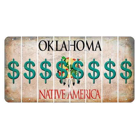 Oklahoma Osage Nation Cut License Plate Strips (Set of 8) Dollar Sign