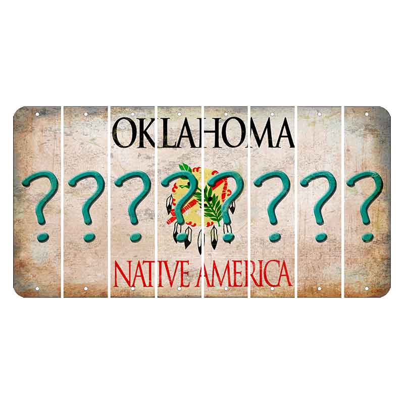 Oklahoma Osage Nation Cut License Plate Strips (Set of 8) Question Mark