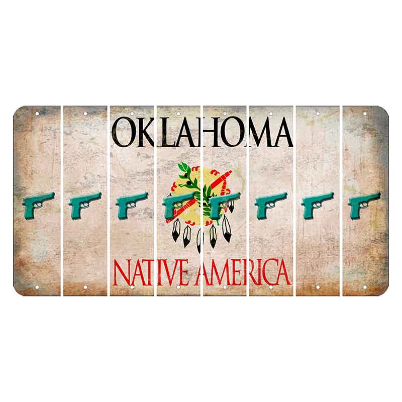 Oklahoma Osage Nation Cut License Plate Strips (Set of 8) Handgun