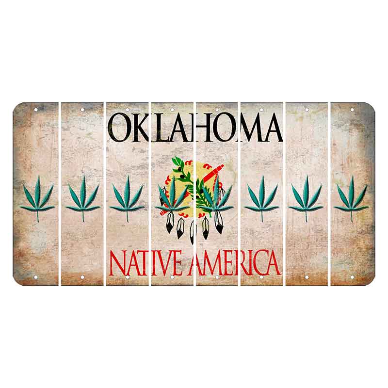 Oklahoma Osage Nation Cut License Plate Strips (Set of 8) Pot Leaf