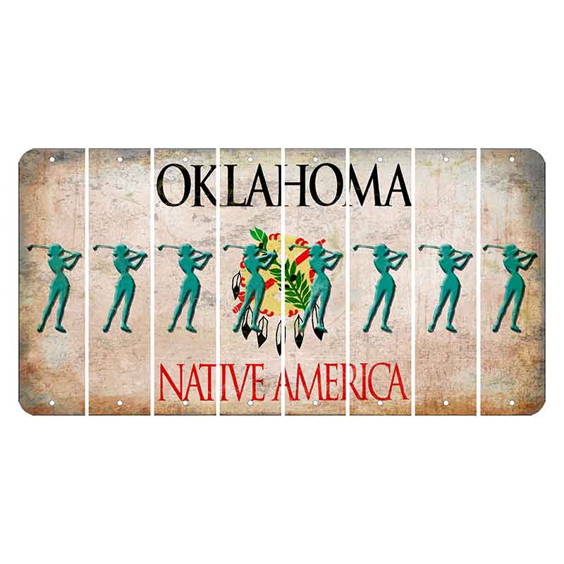 Oklahoma Osage Nation Cut License Plate Strips (Set of 8) Female Golfer