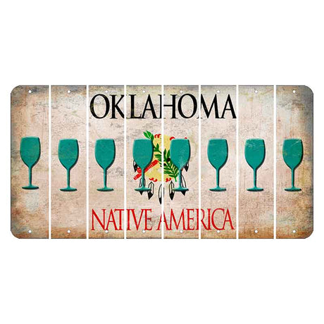 Oklahoma Osage Nation Cut License Plate Strips (Set of 8) Wine Glass