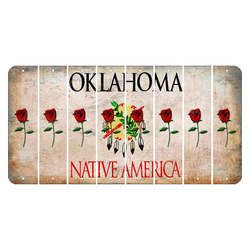 Oklahoma Osage Nation Cut License Plate Strips (Set of 8) Red Rose