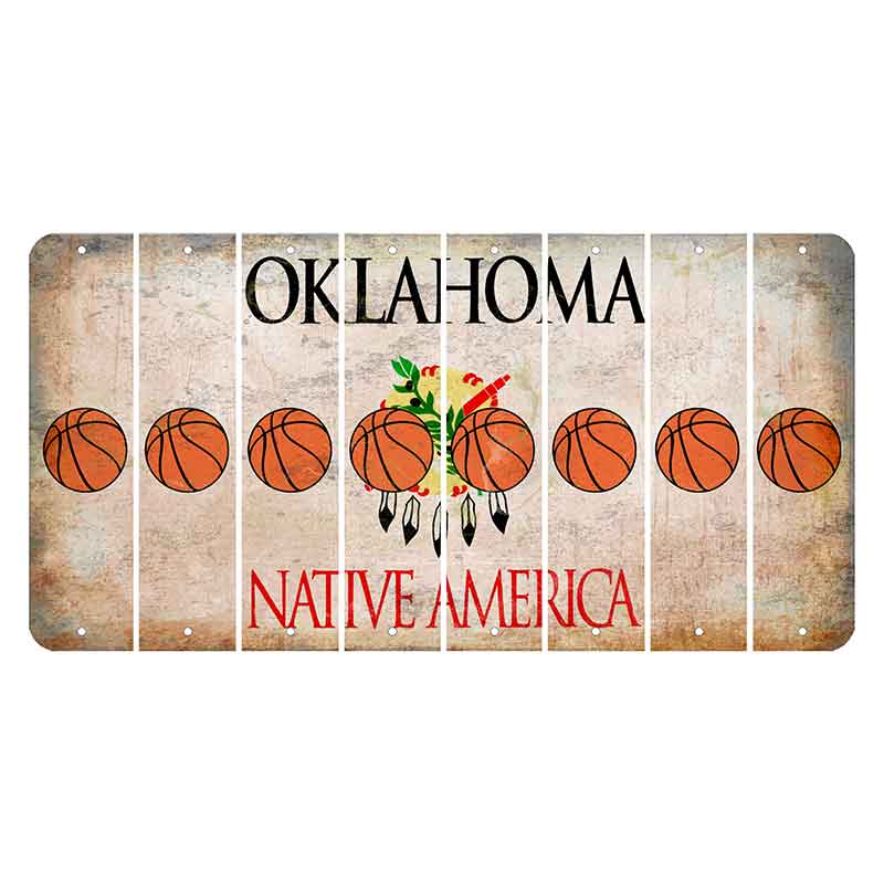 Oklahoma Osage Nation Cut License Plate Strips (Set of 8) Basketball