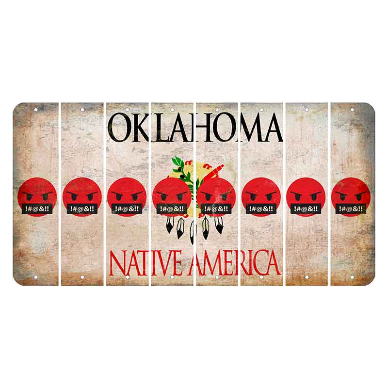 Oklahoma Osage Nation Cut License Plate Strips (Set of 8) Emoji - Pissed