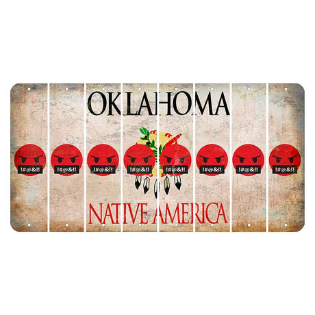 Oklahoma Osage Nation Cut License Plate Strips (Set of 8) Emoji - Pissed