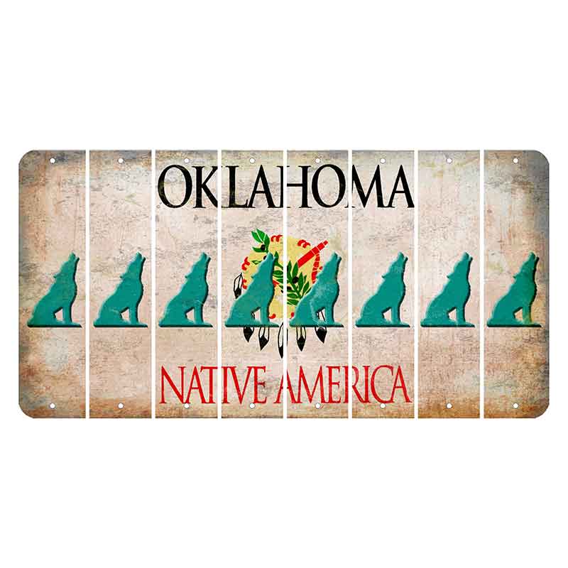 Oklahoma Osage Nation Cut License Plate Strips (Set of 8) Howling Wolf