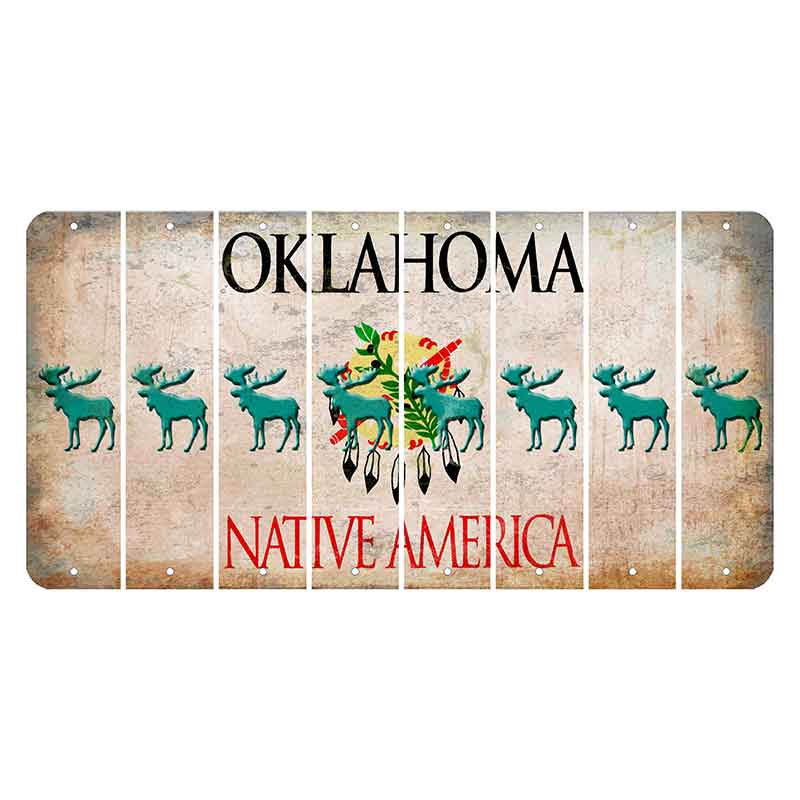 Oklahoma Osage Nation Cut License Plate Strips (Set of 8) Moose