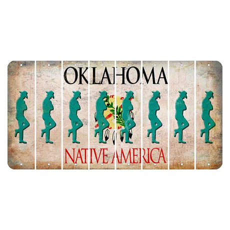 Oklahoma Osage Nation Cut License Plate Strips (Set of 8) Cowboy - Leaning