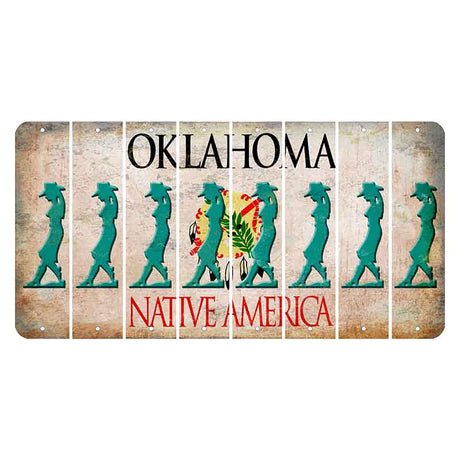 Oklahoma Osage Nation Cut License Plate Strips (Set of 8) Cowgirl - Leaning