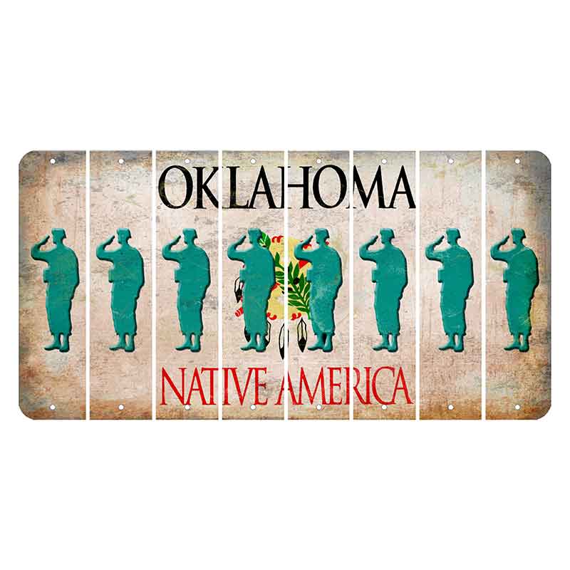 Oklahoma Osage Nation Cut License Plate Strips (Set of 8) Soldier - Saluting