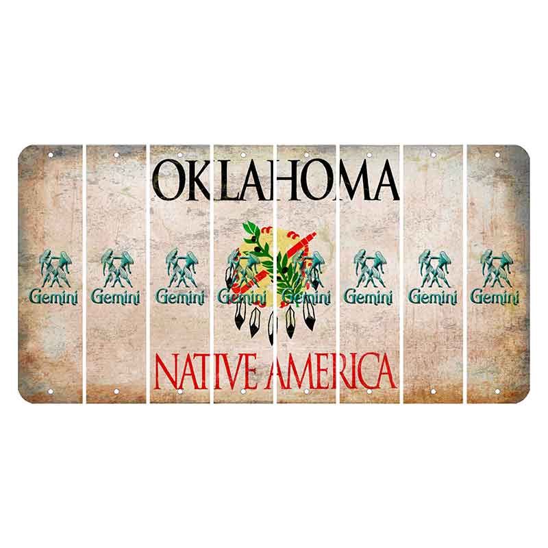 Oklahoma Osage Nation Cut License Plate Strips (Set of 8) Zodiac Sign - Gemini