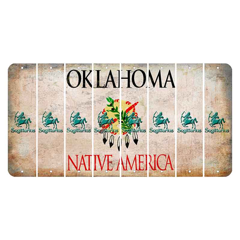 Oklahoma Osage Nation Cut License Plate Strips (Set of 8) Zodiac Sign - Sagittarius