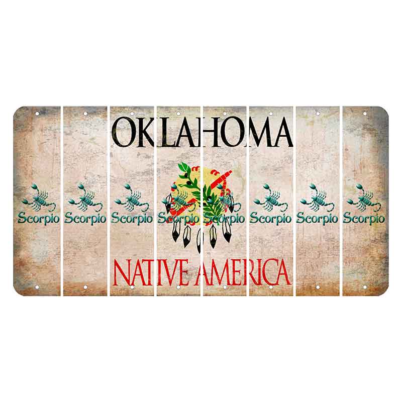 Oklahoma Osage Nation Cut License Plate Strips (Set of 8) Zodiac Sign - Scorpio