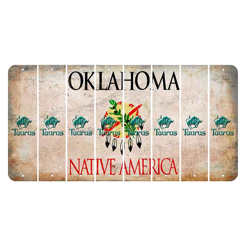 Oklahoma Osage Nation Cut License Plate Strips (Set of 8) Zodiac Sign - Taurus