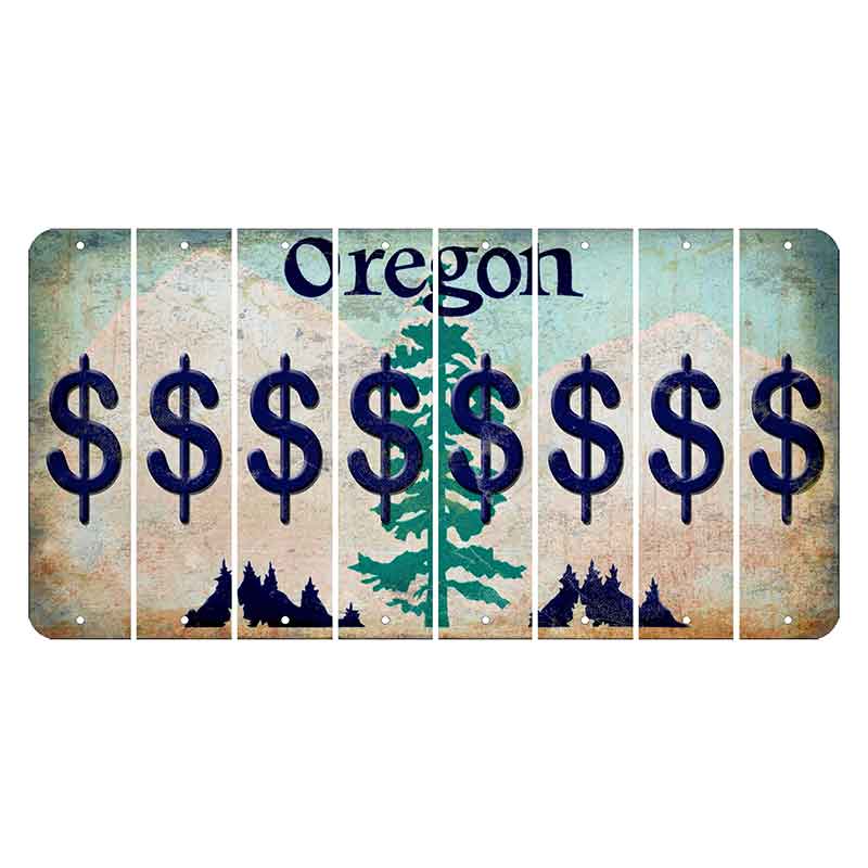 Oregon Douglas Fir Cut License Plate Strips (Set of 8) Dollar Sign