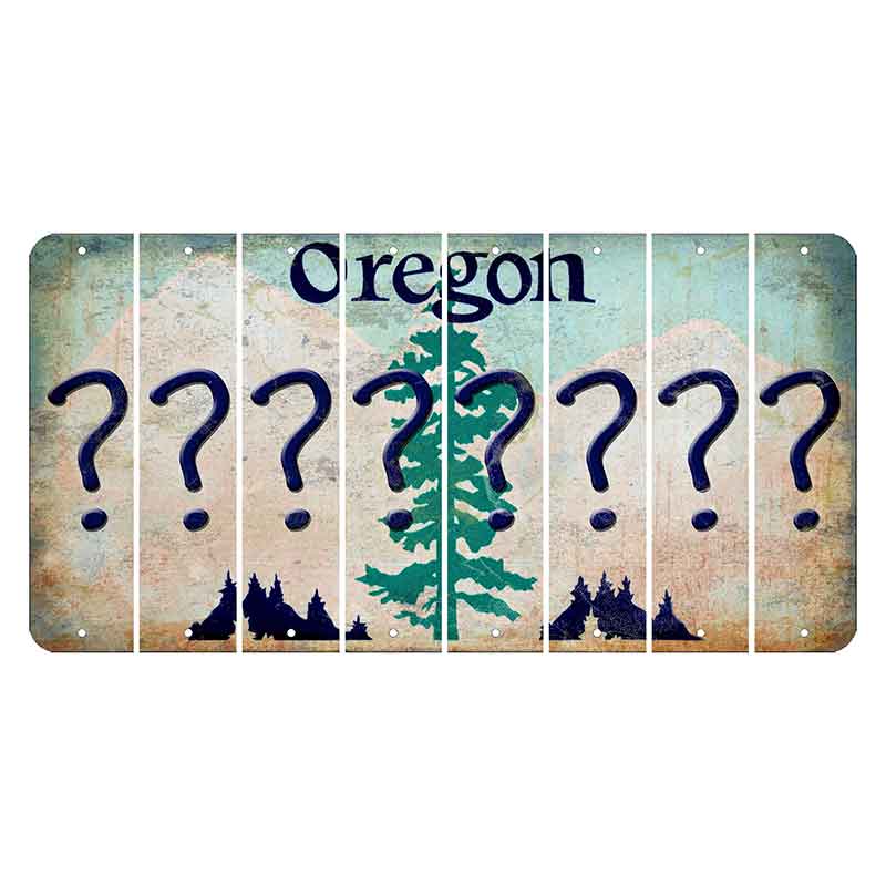 Oregon Douglas Fir Cut License Plate Strips (Set of 8) Question Mark