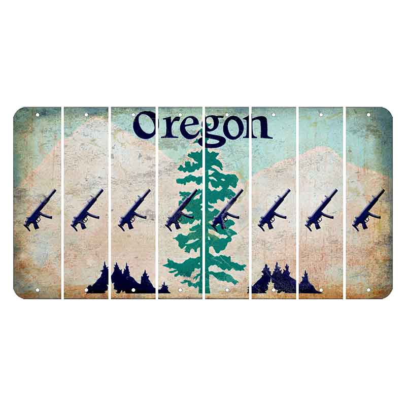 Oregon Douglas Fir Cut License Plate Strips (Set of 8) Submachine Gun