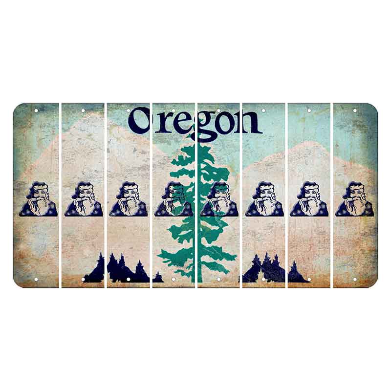 Oregon Douglas Fir Cut License Plate Strips (Set of 8) Santa Claus