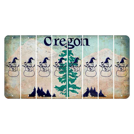 Oregon Douglas Fir Cut License Plate Strips (Set of 8) Snowman