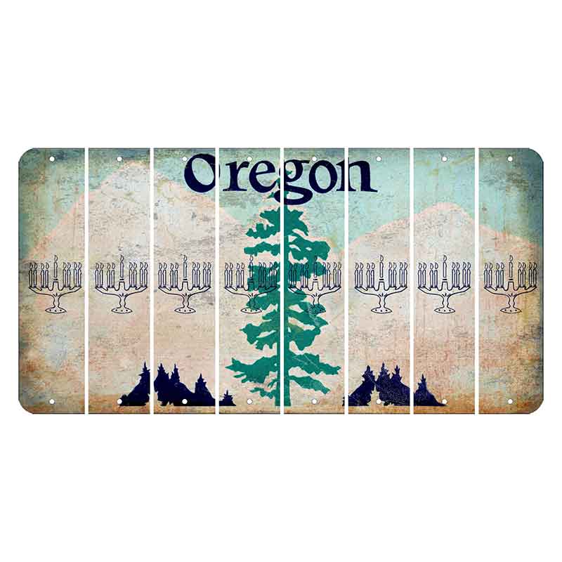 Oregon Douglas Fir Cut License Plate Strips (Set of 8) Menorah