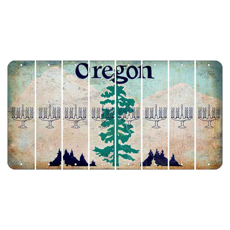 Oregon Douglas Fir Cut License Plate Strips (Set of 8) Menorah