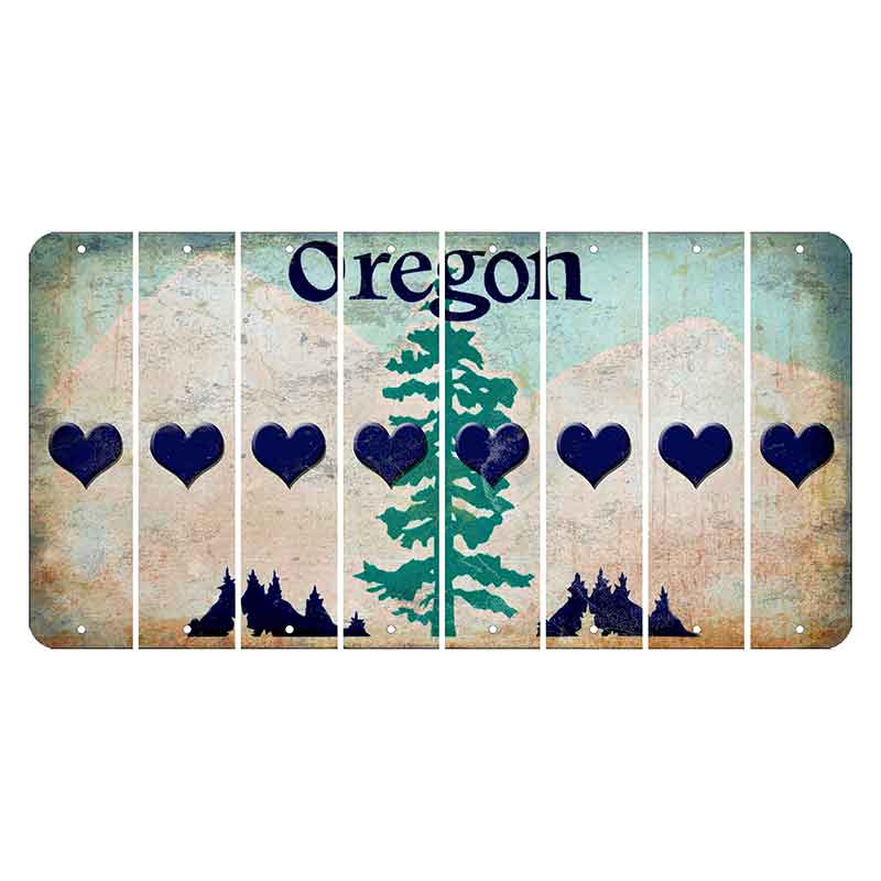 Oregon Douglas Fir Cut License Plate Strips (Set of 8) Heart