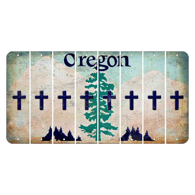 Oregon Douglas Fir Cut License Plate Strips (Set of 8) Cross