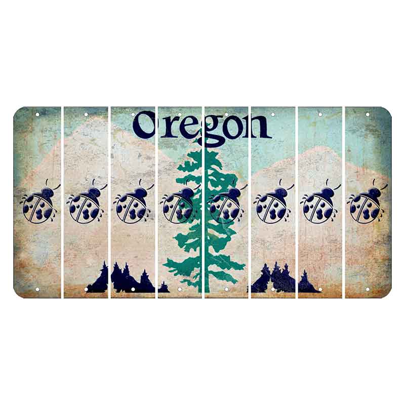 Oregon Douglas Fir Cut License Plate Strips (Set of 8) Ladybug