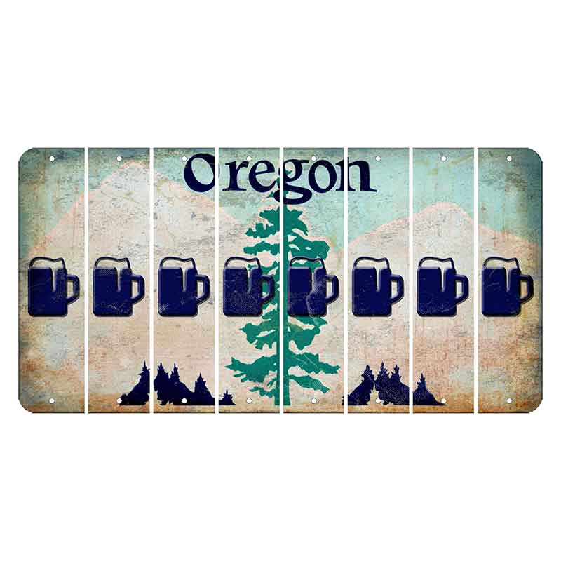 Oregon Douglas Fir Cut License Plate Strips (Set of 8) Beer Mug