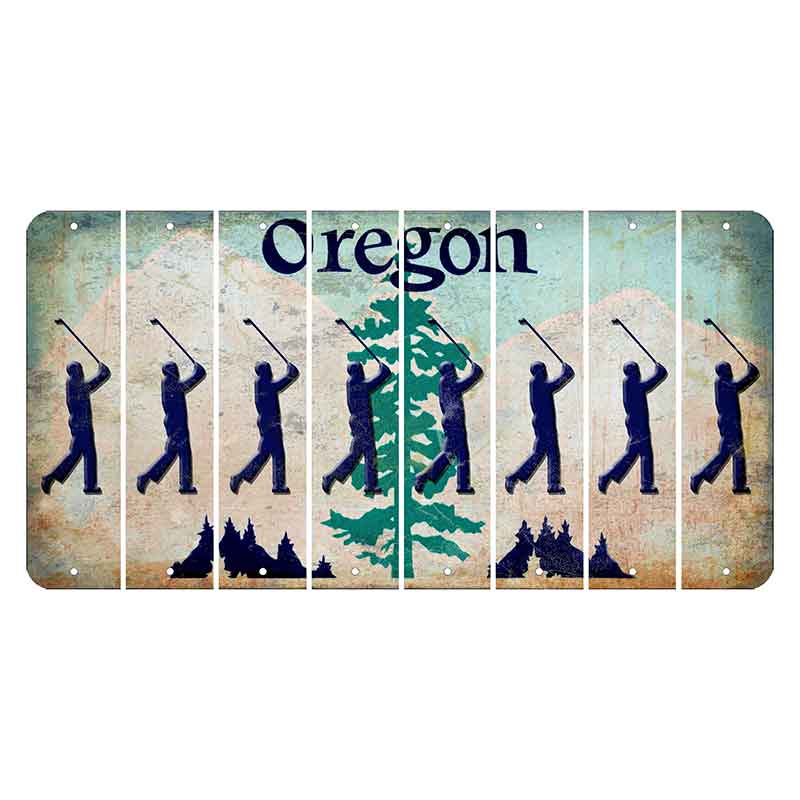 Oregon Douglas Fir Cut License Plate Strips (Set of 8) Male Golfer