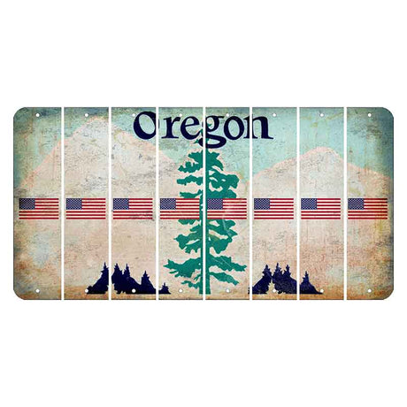 Oregon Douglas Fir Cut License Plate Strips (Set of 8) American Flag