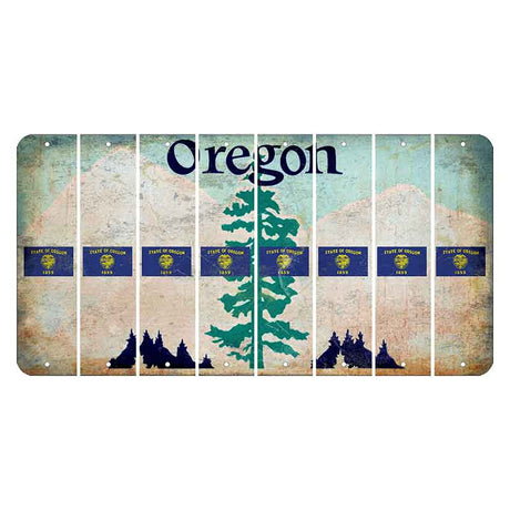 Oregon Douglas Fir Cut License Plate Strips (Set of 8) State Flag