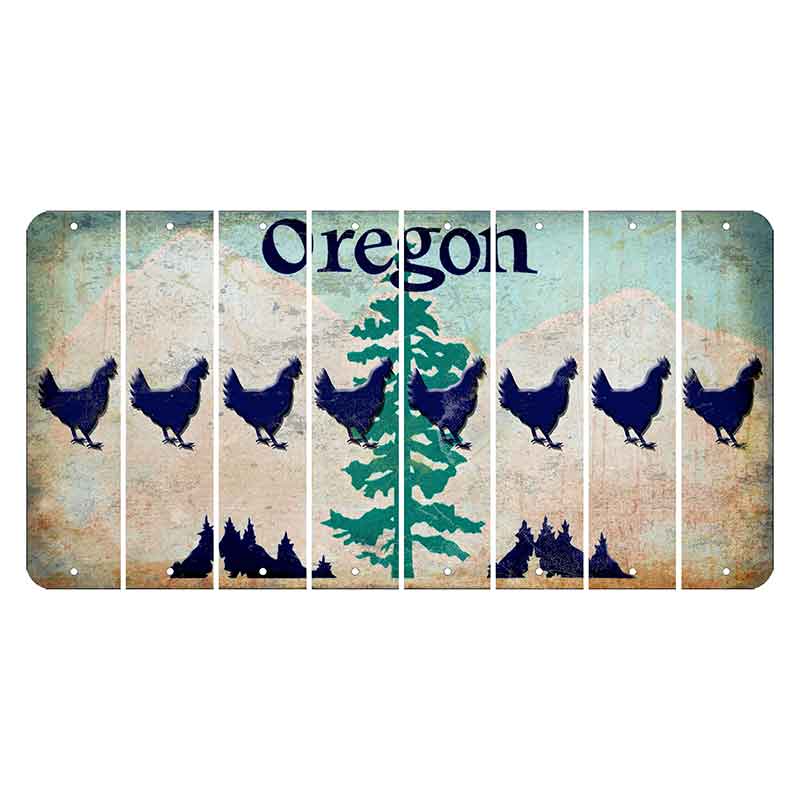 Oregon Douglas Fir Cut License Plate Strips (Set of 8) Chicken