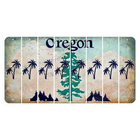 Oregon Douglas Fir Cut License Plate Strips (Set of 8) Palm Trees