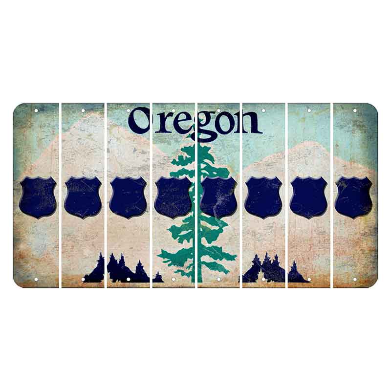 Oregon Douglas Fir Cut License Plate Strips (Set of 8) Police Badge