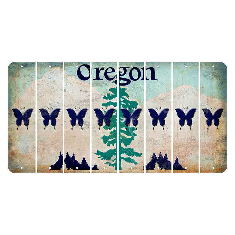 Oregon Douglas Fir Cut License Plate Strips (Set of 8) Butterfly