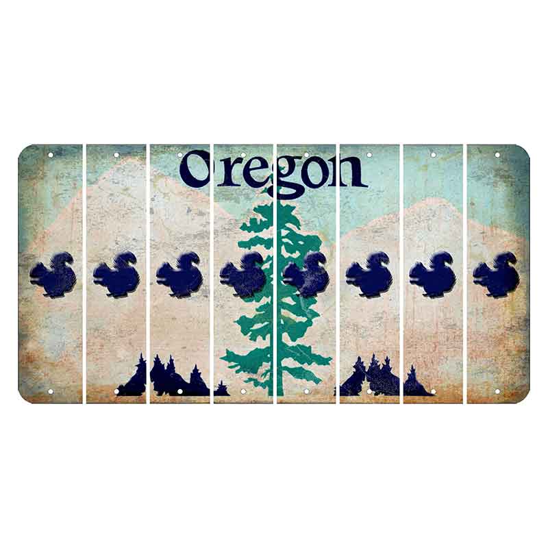 Oregon Douglas Fir Cut License Plate Strips (Set of 8) Squirrel