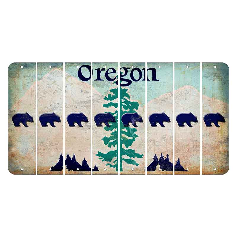 Oregon Douglas Fir Cut License Plate Strips (Set of 8) Bear