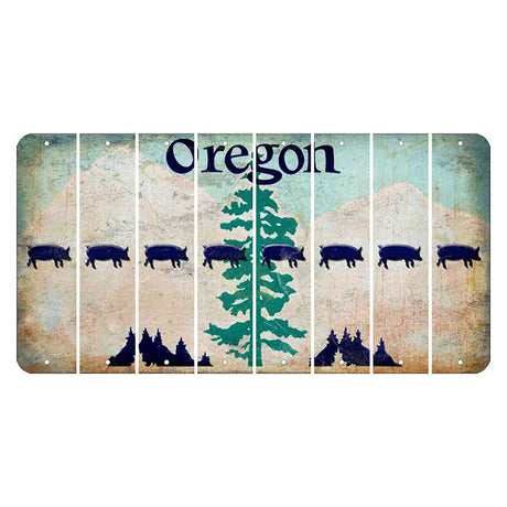 Oregon Douglas Fir Cut License Plate Strips (Set of 8) Pig