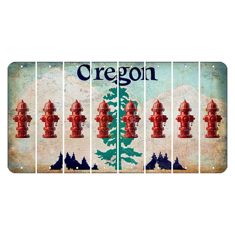 Oregon Douglas Fir Cut License Plate Strips (Set of 8) Fire Hydrant