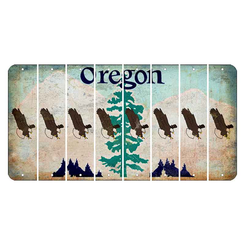 Oregon Douglas Fir Cut License Plate Strips (Set of 8) Bald Eagle