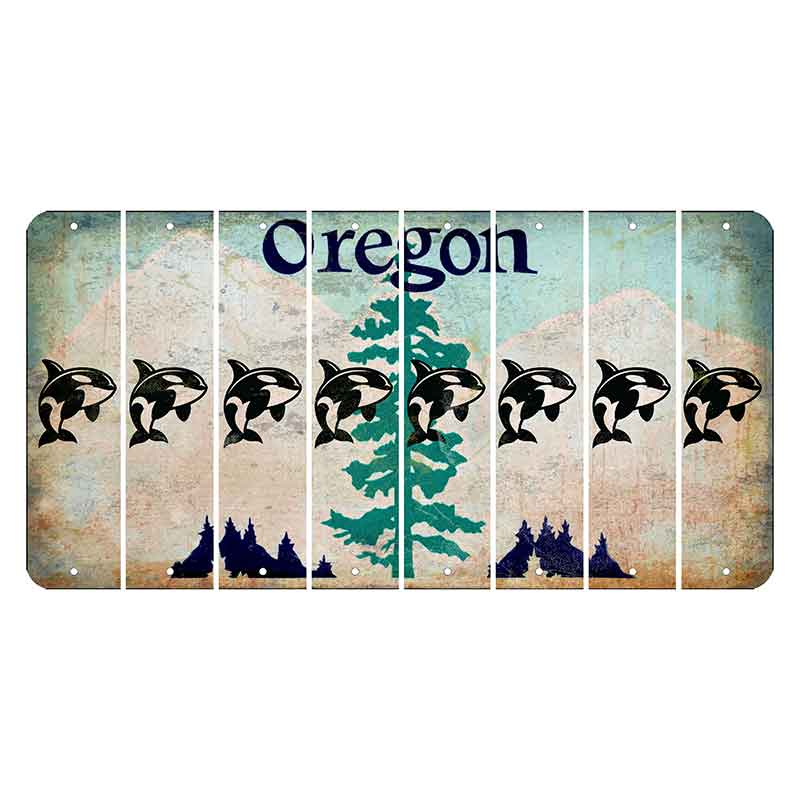 Oregon Douglas Fir Cut License Plate Strips (Set of 8) Whale