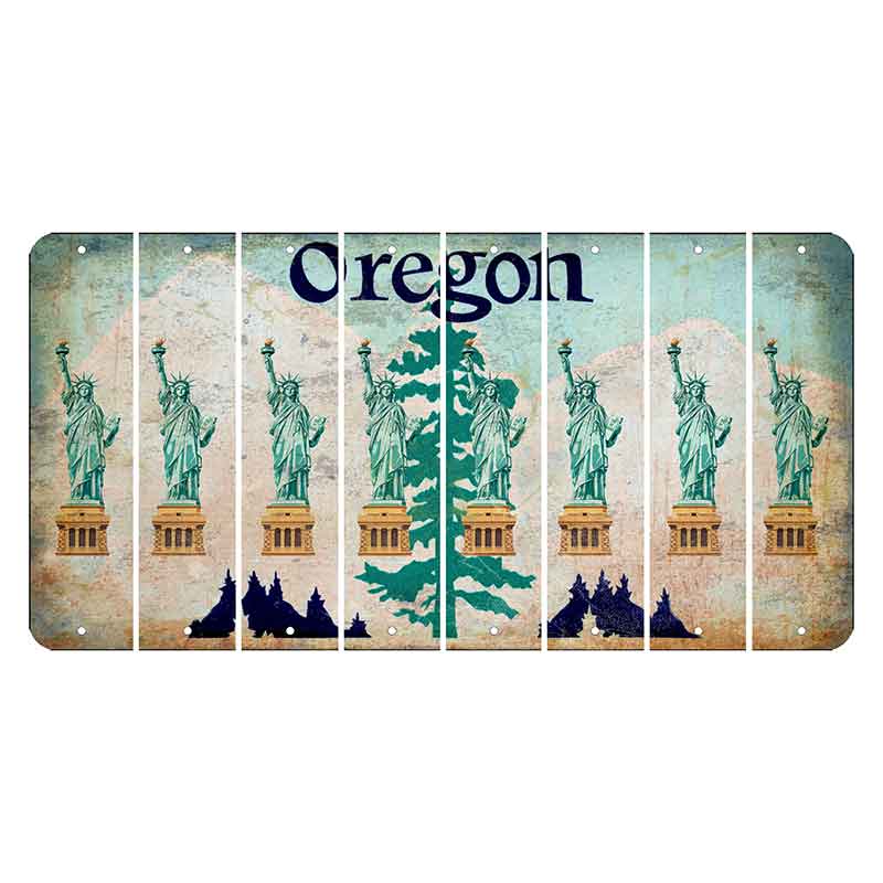 Oregon Douglas Fir Cut License Plate Strips (Set of 8) Statue of Liberty