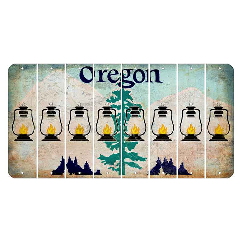 Oregon Douglas Fir Cut License Plate Strips (Set of 8) Lantern